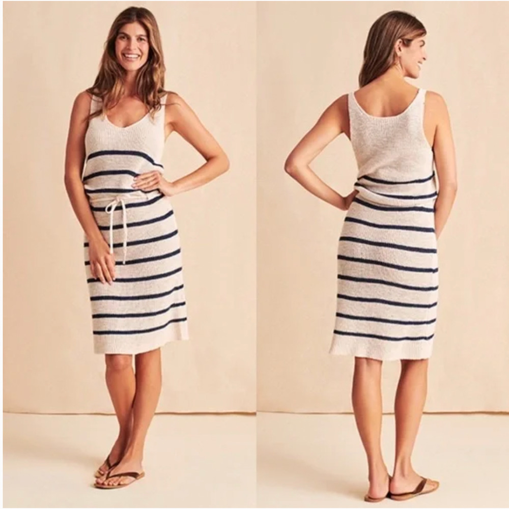 Faherty Out East Sweater Dress Wharf‎ Stripe Size Small